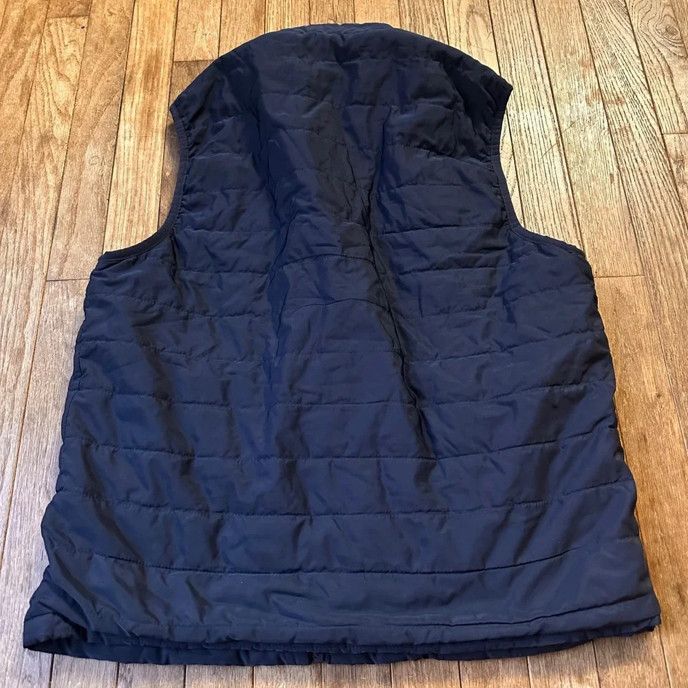 Banana Republic Puffer Vest Mens Medium Quilted Full Zip Navy Blue Modern Casual